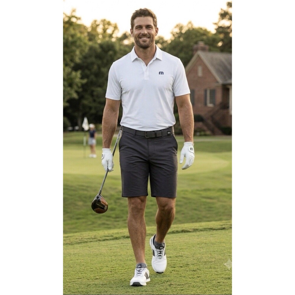 TravisMathew Men's Golf Shorts Size 38 Dark Gray Charcoal Stretch Flat Front